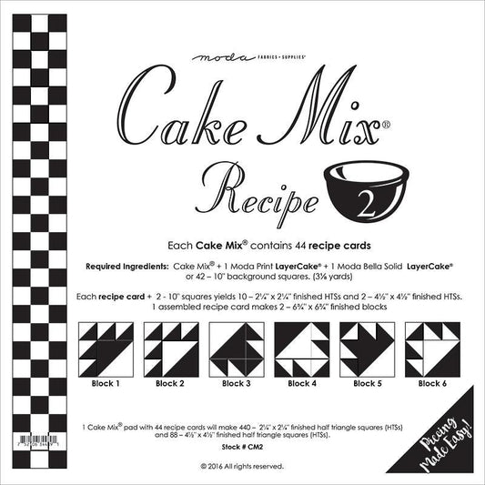 Cake Mix Recipe 2 Pattern Pad from Moda Fabrics - Moda from Fort Worth Fabric Studio