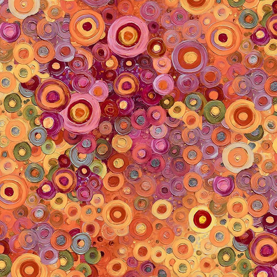 Calico Cat Painted Circle Geo Orange – Remnant 18″ × 44″