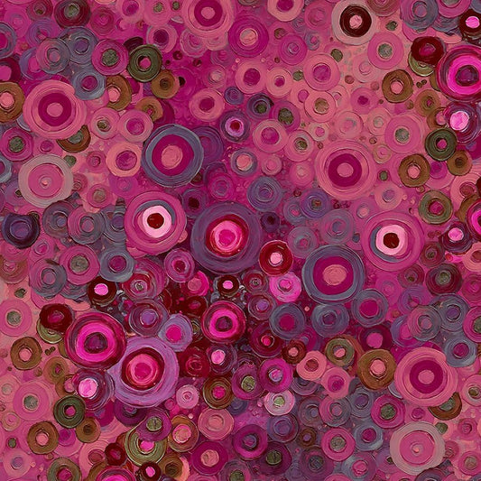 Calico Cat Painted Circle Geo Pomegranate – Remnant 10″ × 44″ - Timeless Treasures from Fort Worth Fabric Studio