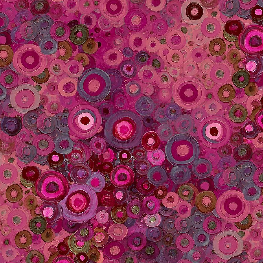 Calico Cat Painted Circle Geo Pomegranate – Remnant 37″ × 44″