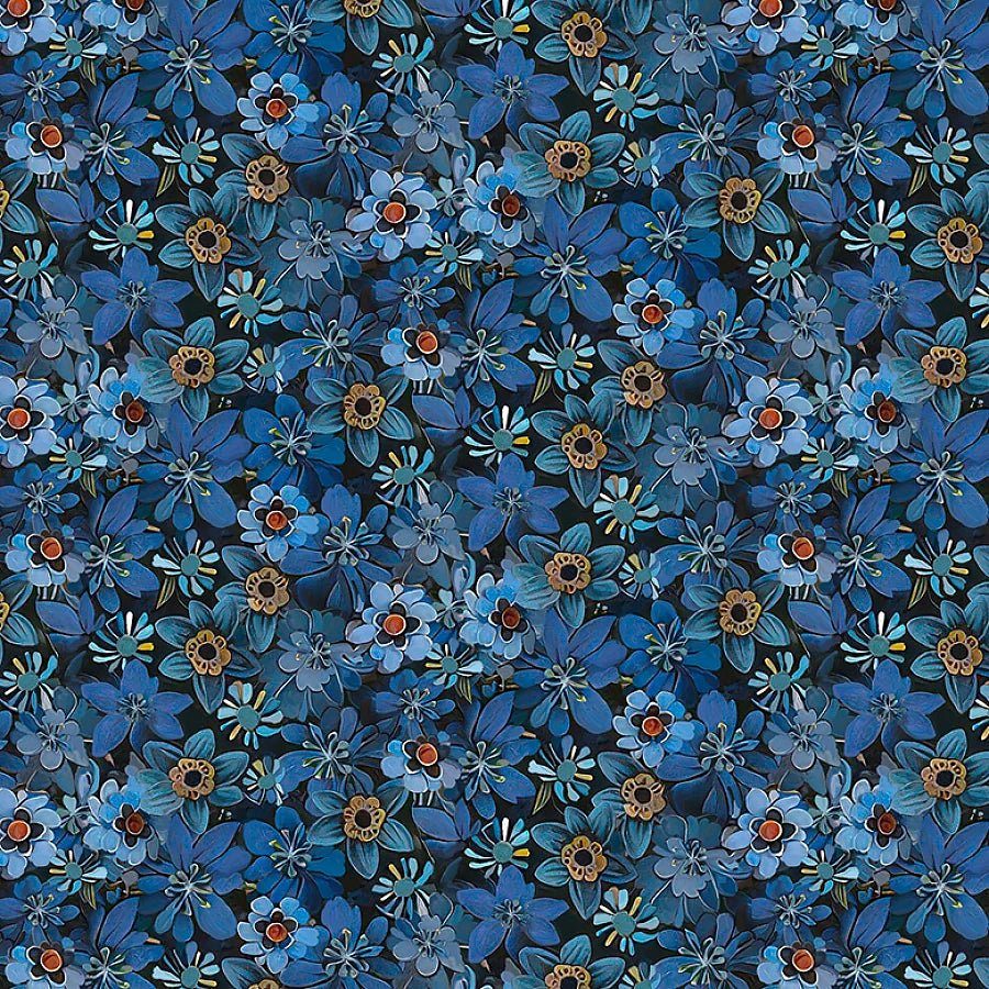 Calico Cat Tiny Packed Floral Blue - Timeless Treasures from Fort Worth Fabric Studio