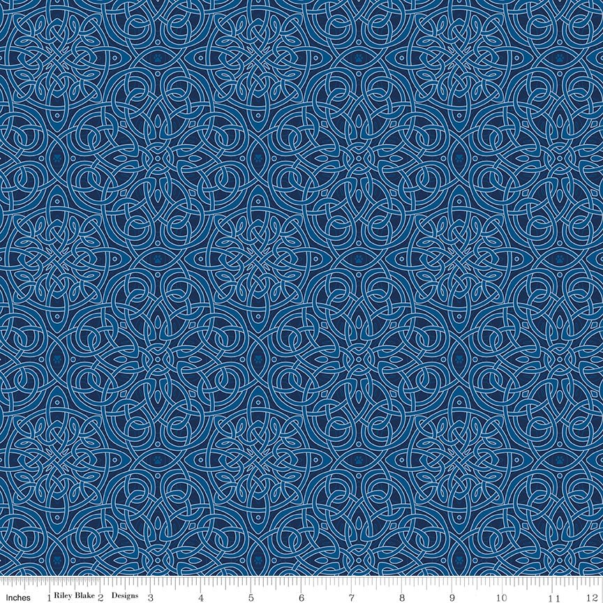 Celtic Cats Celtic Knots Navy - Riley Blake from Fort Worth Fabric Studio