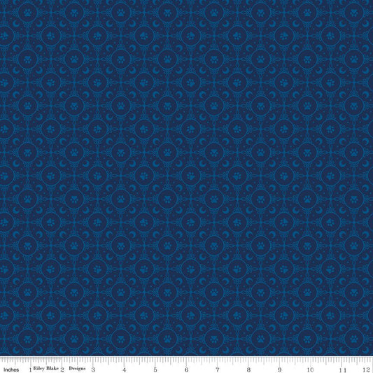 Celtic Cats Circle Paws Navy - Riley Blake from Fort Worth Fabric Studio