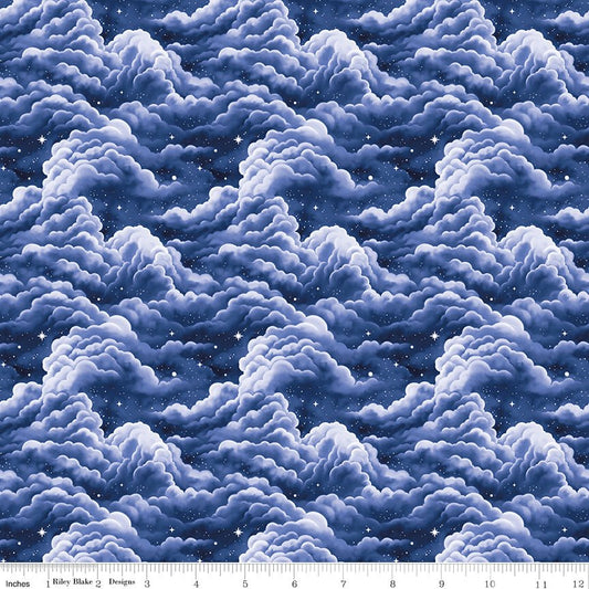 Celtic Cats Clouds Navy - Riley Blake from Fort Worth Fabric Studio