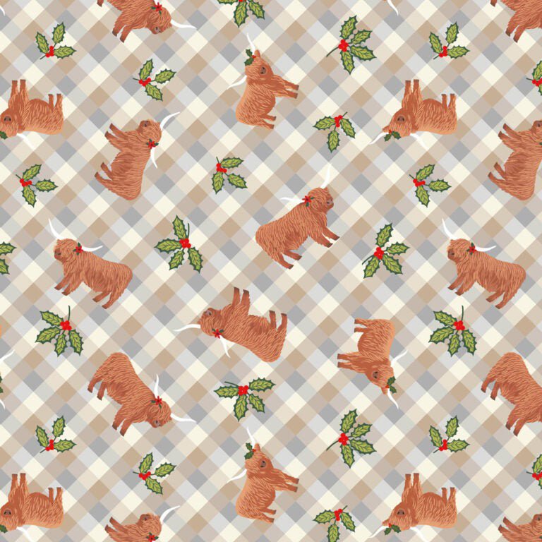 Celtic Christmas Highlands & Holly Winter Morning Gingham - Lewis & Irene from Fort Worth Fabric Studio
