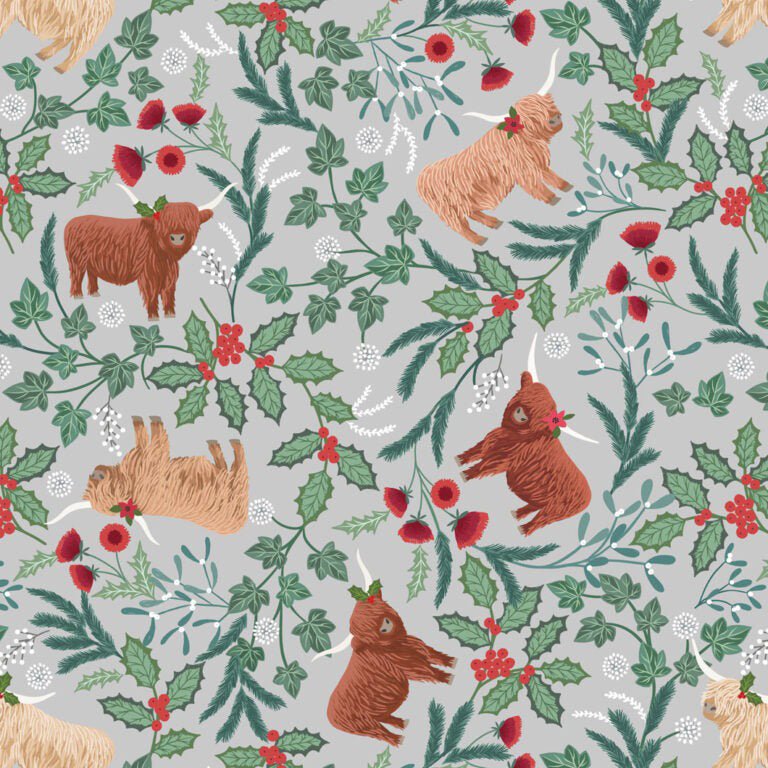 Celtic Christmas Highlands Misty Silver - Lewis & Irene from Fort Worth Fabric Studio