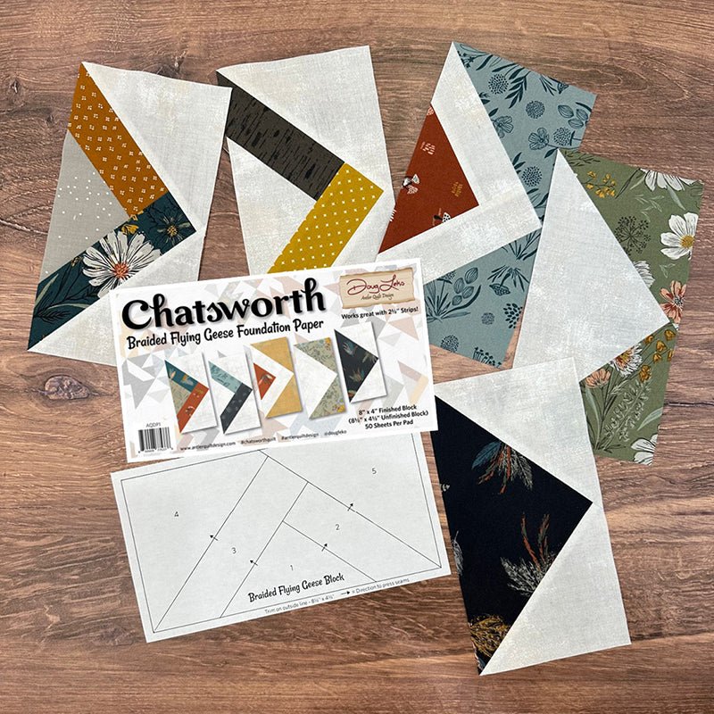Chatsworth Braided Flying Geese Foundation Paper - Antler Quilt Design from Fort Worth Fabric Studio