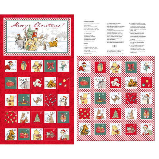 Christmas at Pooh Corner 36" Advent Calendar Panel Red - Studio E from Fort Worth Fabric Studio