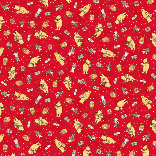 Christmas at Pooh Corner Bears & Bundles Red - Studio E from Fort Worth Fabric Studio