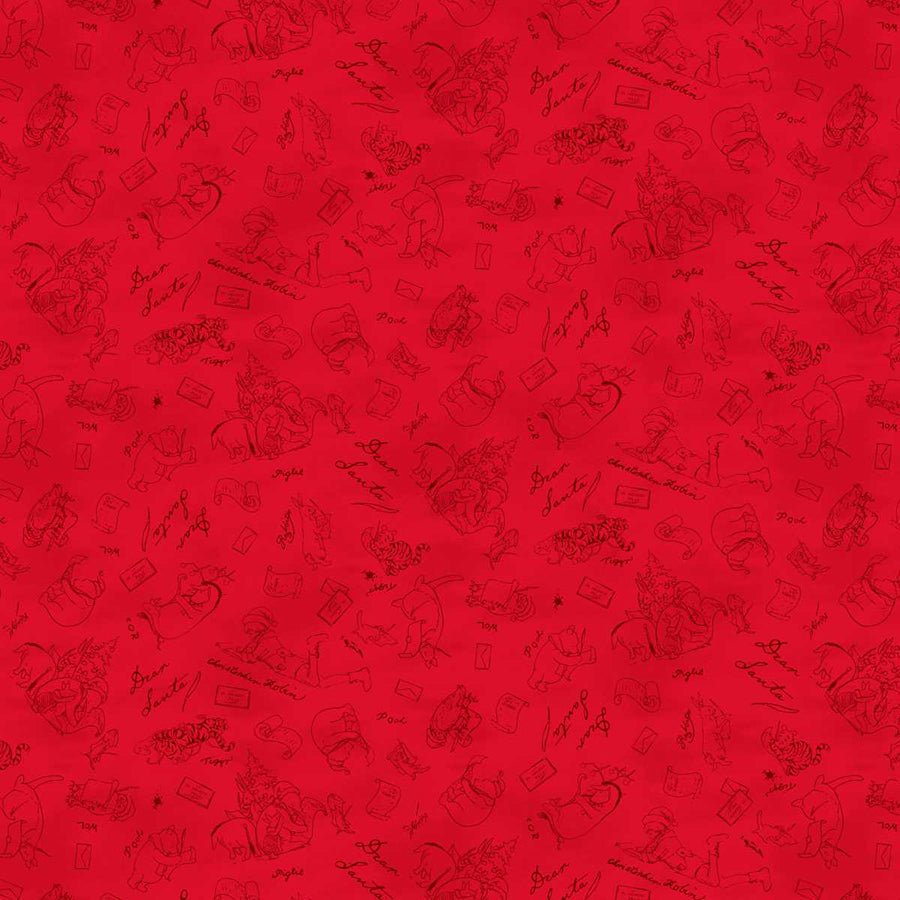 Christmas at Pooh Corner Dear Santa Mono Red – Remnant 44″ × 44″