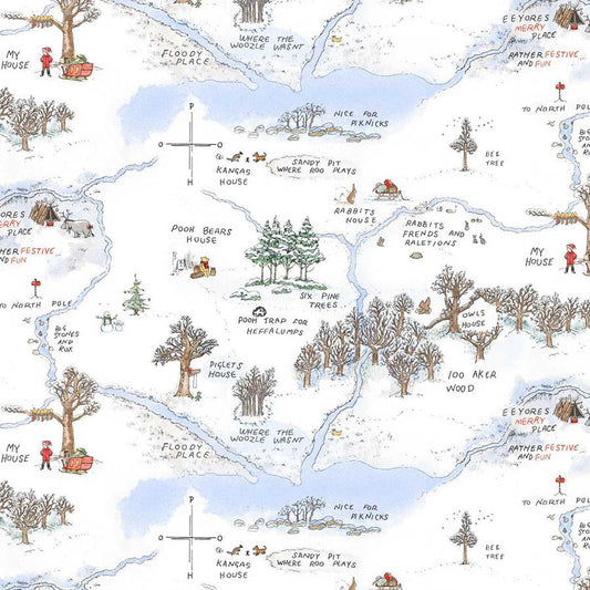 Christmas at Pooh Corner Frosted Acre Wood Snow - Studio E from Fort Worth Fabric Studio