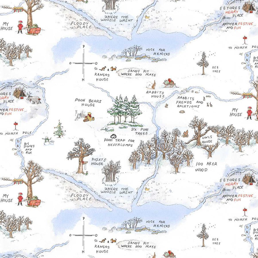 Christmas at Pooh Corner Frosted Acre Wood Snow – Remnant 11″ × 44″