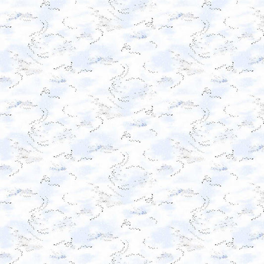 Christmas at Pooh Corner Frosted Footprints Snow – Remnant 27″ × 44″ - Studio E from Fort Worth Fabric Studio
