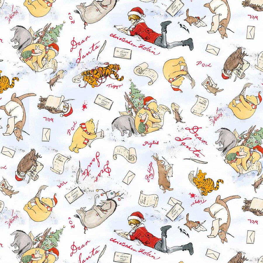 Christmas at Pooh Corner Minky Dear Santa Snow Yardage by Studio E