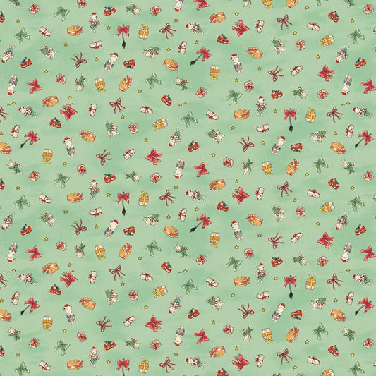 Christmas at Pooh Corner Piglets Light Green – Remnant 18″ × 44″ - Studio E from Fort Worth Fabric Studio