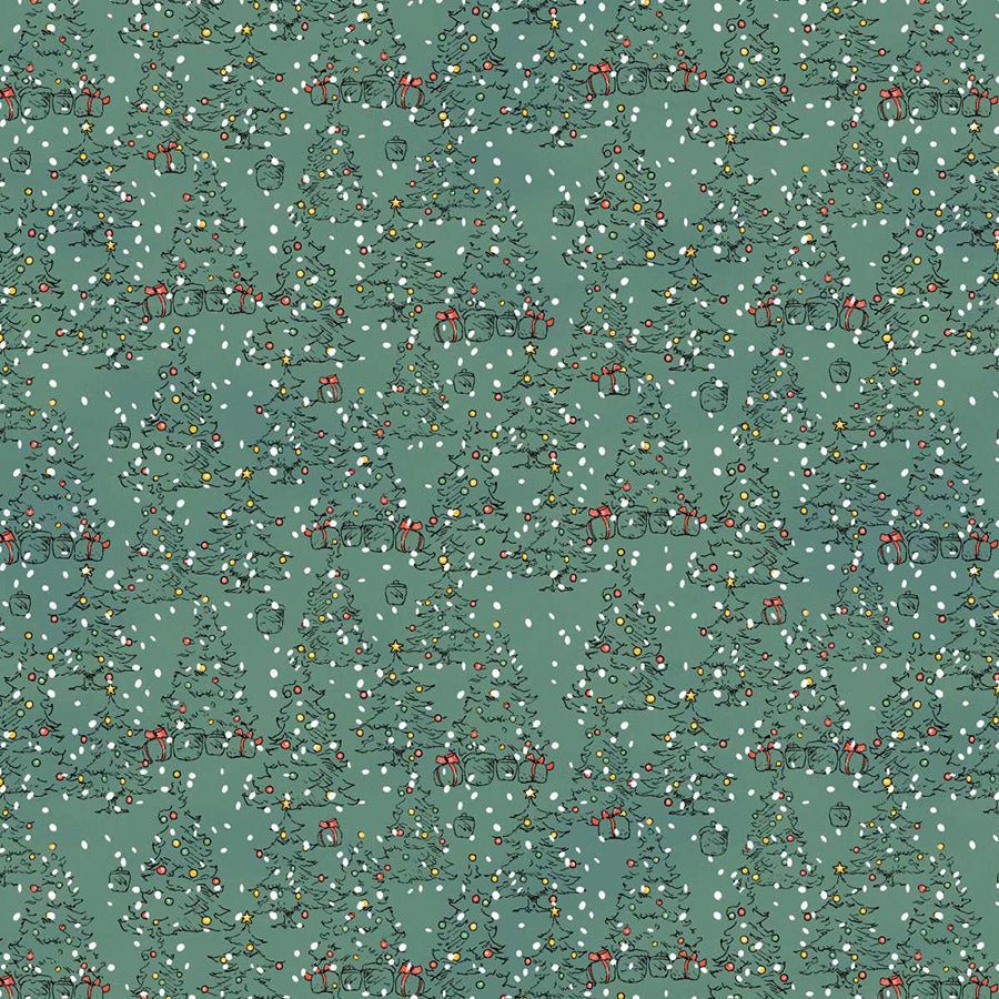 Christmas at Pooh Corner Trees Mono Forest - Studio E from Fort Worth Fabric Studio