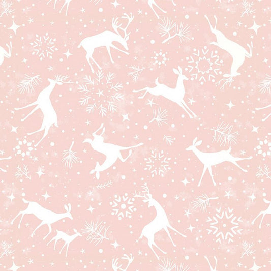Christmas Magic Deer Silhouettes Pink - Blank Quilting from Fort Worth Fabric Studio