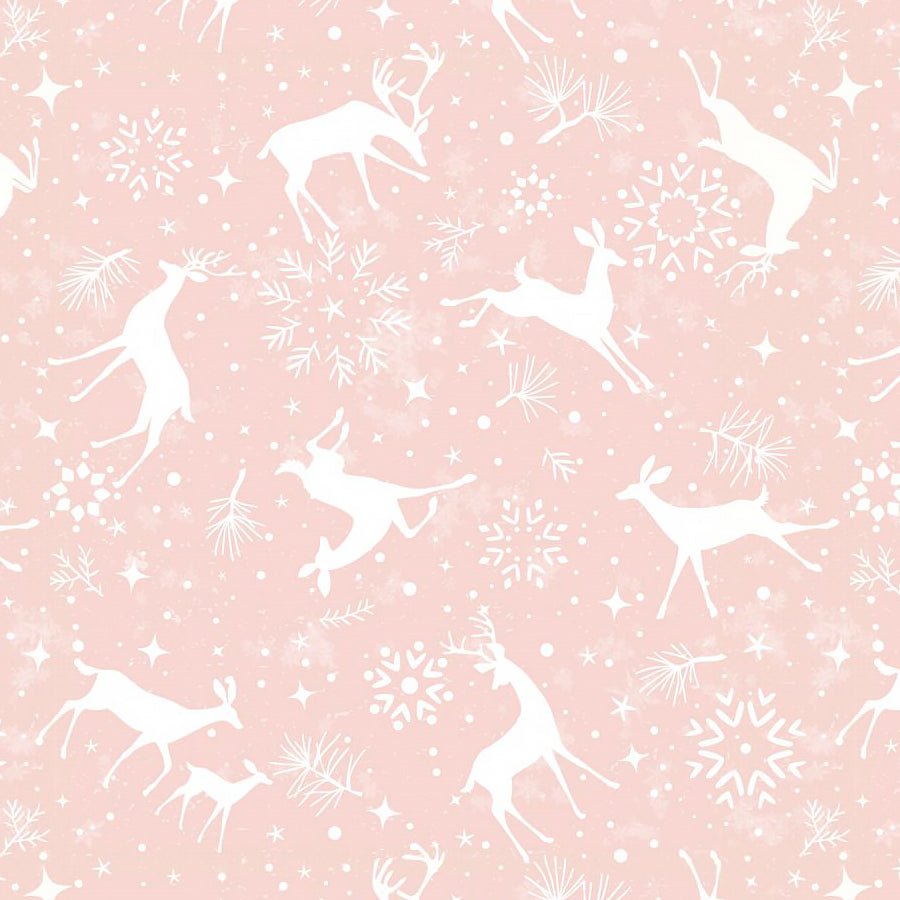 Christmas Magic Deer Silhouettes Pink – Remnant 14" × 44"