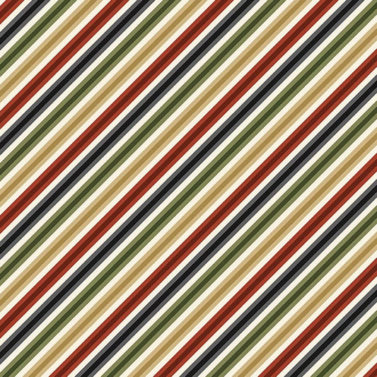 Christmas Tails Diagonal Stripe Multi - Clothworks from Fort Worth Fabric Studio