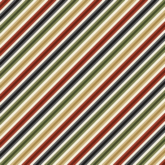 Christmas Tails Diagonal Stripe Multi – Remnant 33" × 44" - Clothworks from Fort Worth Fabric Studio