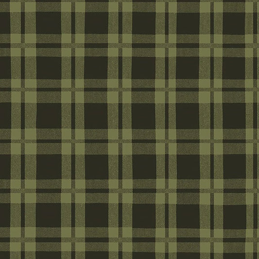 Christmas Tails Plaid Olive – Remnant 28" × 44" - Clothworks from Fort Worth Fabric Studio