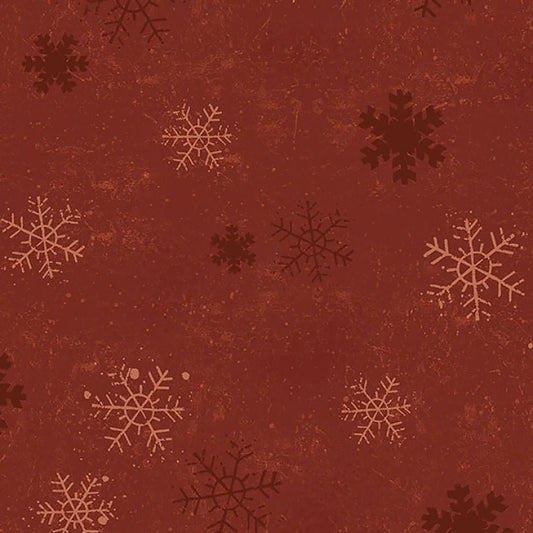 Christmas Tails Snowflakes Dark Red - Clothworks from Fort Worth Fabric Studio