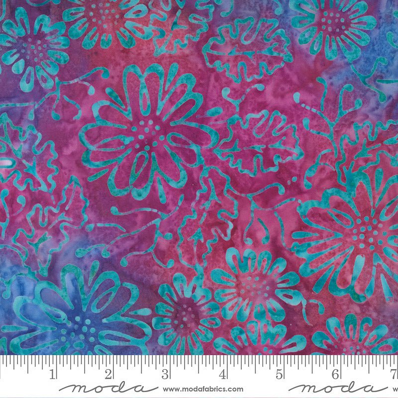 Chroma Batiks Florals & Leaves Amethyst - Moda from Fort Worth Fabric Studio