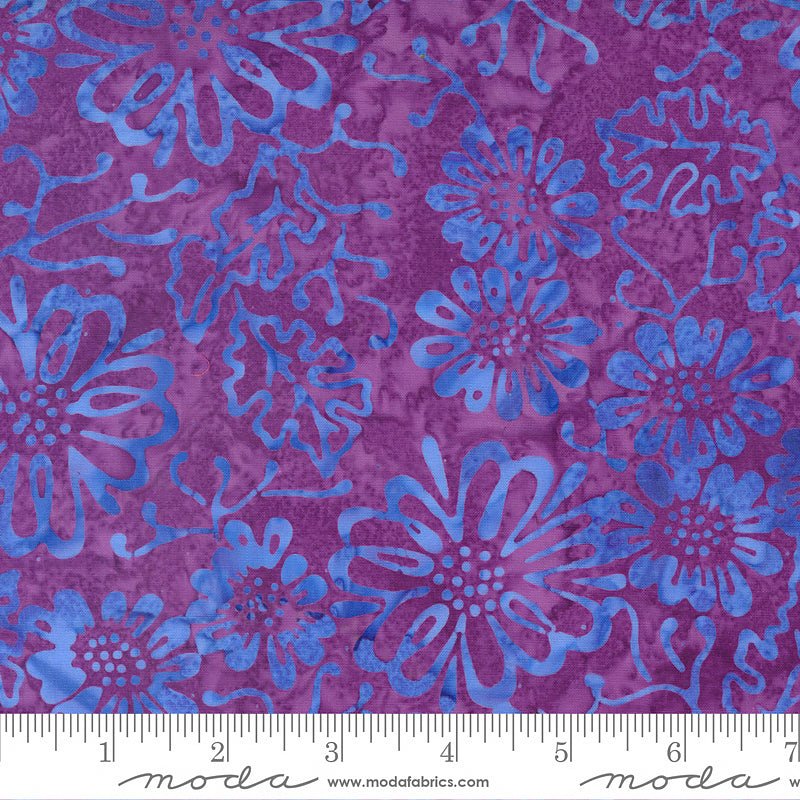 Chroma Batiks Florals & Leaves Plum - Moda from Fort Worth Fabric Studio