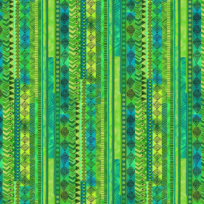 Clothworks Laurel Burch Basic Stripe Green – Remnant 35″ × 44″ - Clothworks from Fort Worth Fabric Studio