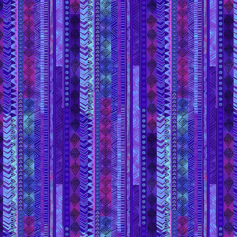 Clothworks Laurel Burch Basic Stripe Purple – Remnant 11″ × 44″ - Clothworks from Fort Worth Fabric Studio