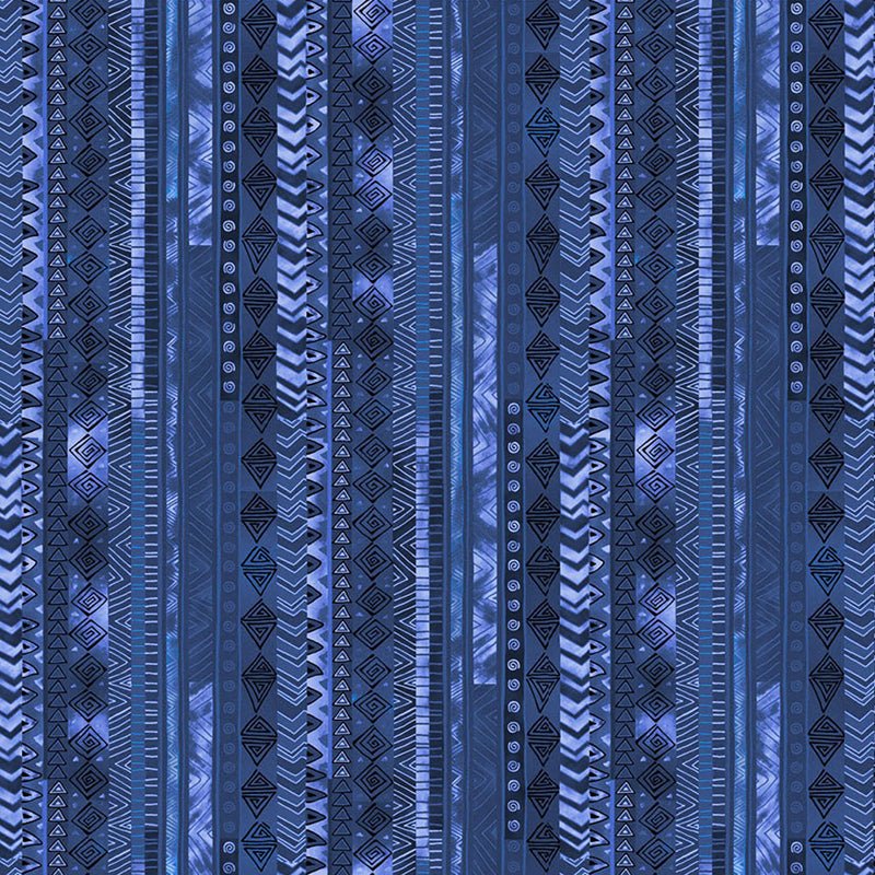 Clothworks Laurel Burch Basic Stripe Royal Blue 1 Yard Cut - Clothworks from Fort Worth Fabric Studio