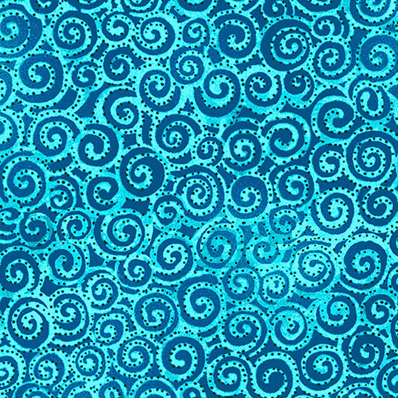 Clothworks Laurel Burch Basic Swirl Aqua 1 Yard Cut - Clothworks from Fort Worth Fabric Studio