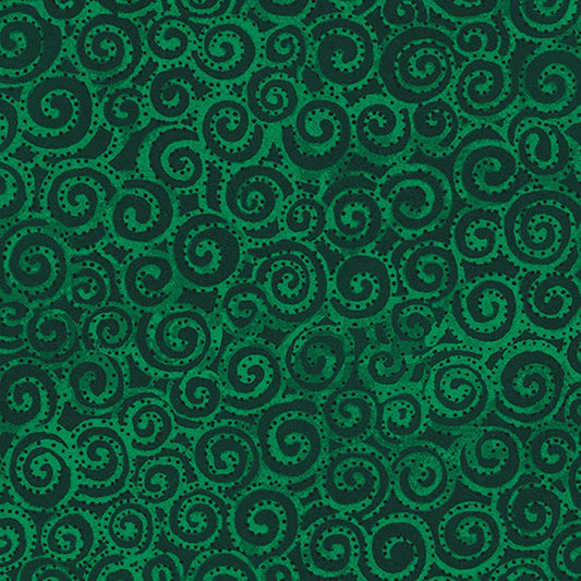 Clothworks Laurel Burch Basic Swirl Dark Green 1 Yard Cut - Clothworks from Fort Worth Fabric Studio