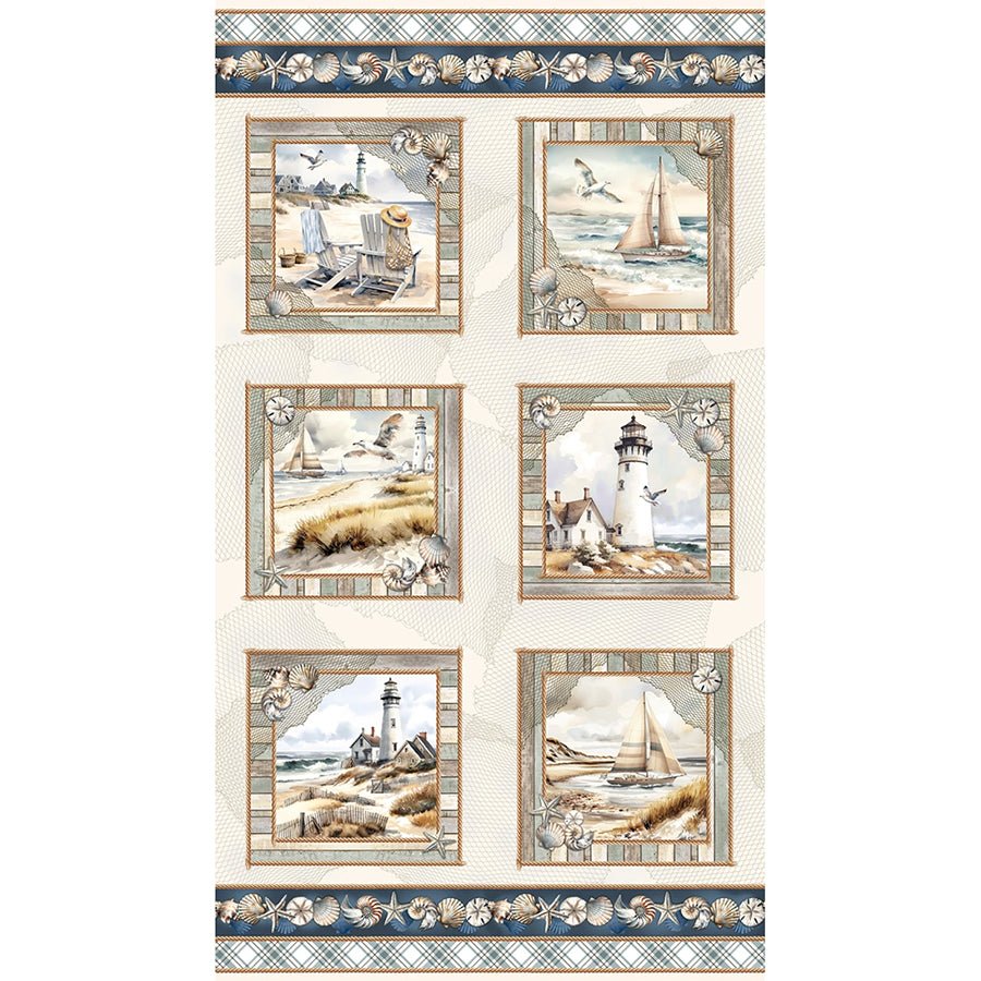 Coastal Escape 24" Panel Neutral - Benartex from Fort Worth Fabric Studio