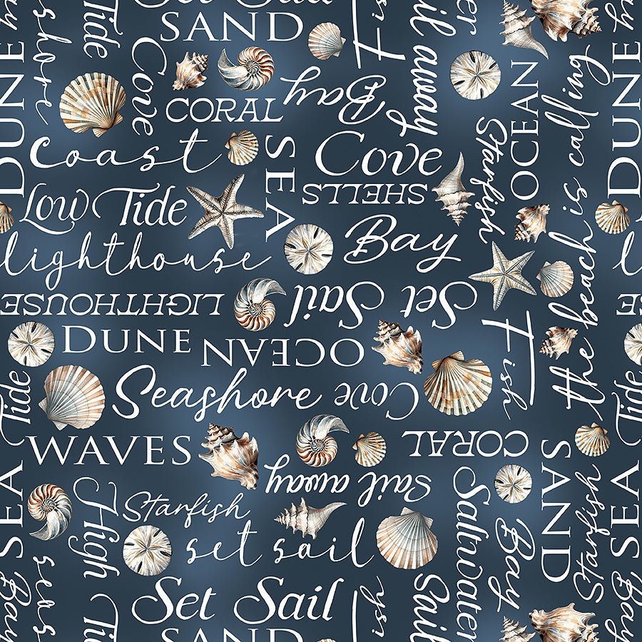 Coastal Escape Coastal Words Dark Blue – Remnant 16" × 44"
