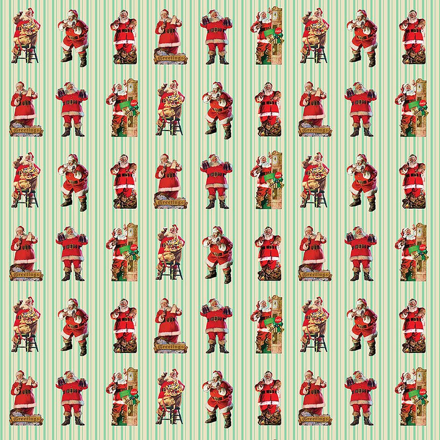 Coca - Cola Christmas Santa Stripe Green - Northcott from Fort Worth Fabric Studio