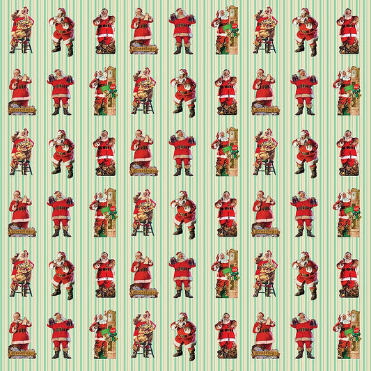 Coca - Cola Christmas Santa Stripe Green - Northcott from Fort Worth Fabric Studio