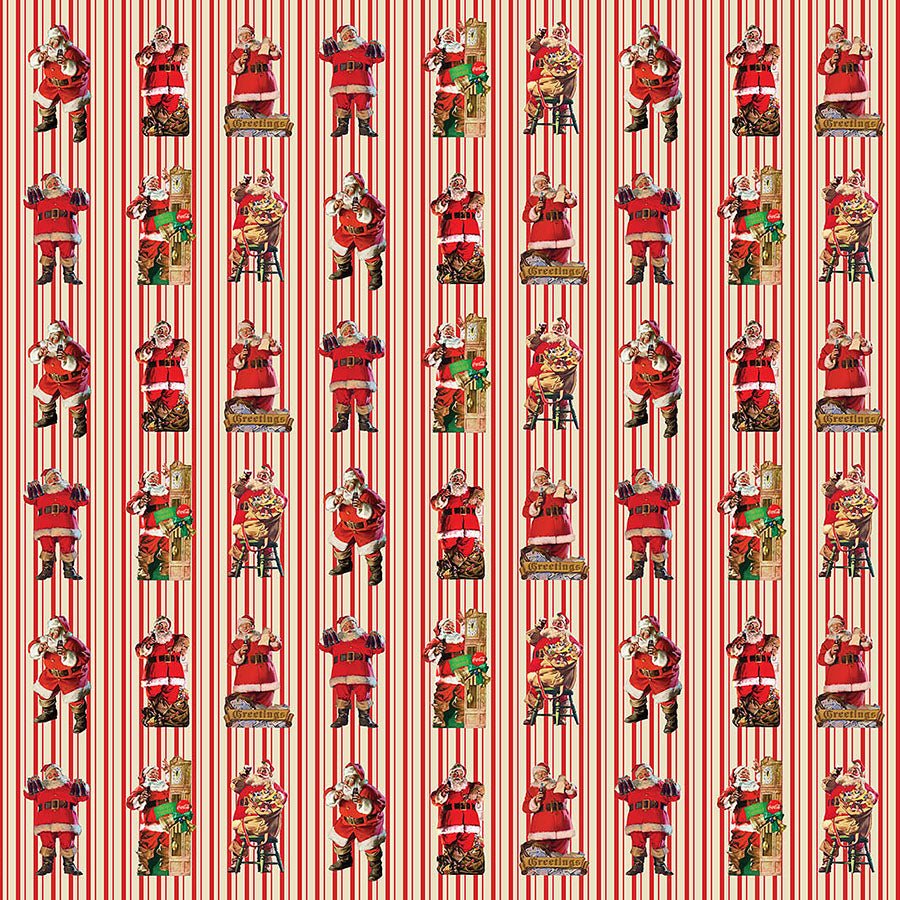 Coca - Cola Christmas Santa Stripe Red - Northcott from Fort Worth Fabric Studio