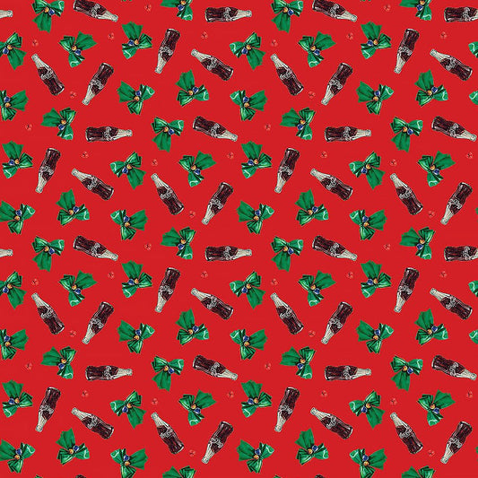 Coca - Cola Christmas Tossed Bottles Red - Northcott from Fort Worth Fabric Studio