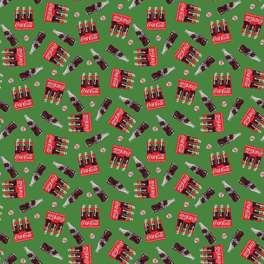 Coca-Cola Christmas Tossed Crate Green – Remnant 36″ × 44″