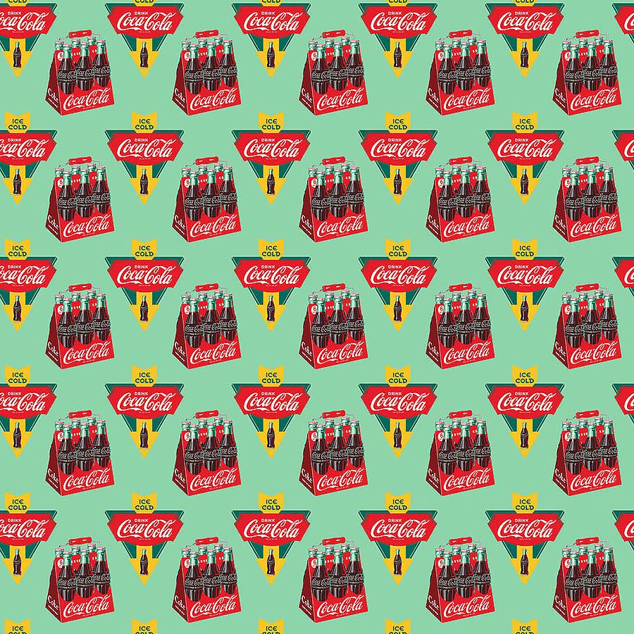 Coca - Cola Soda Packs Green - Northcott from Fort Worth Fabric Studio