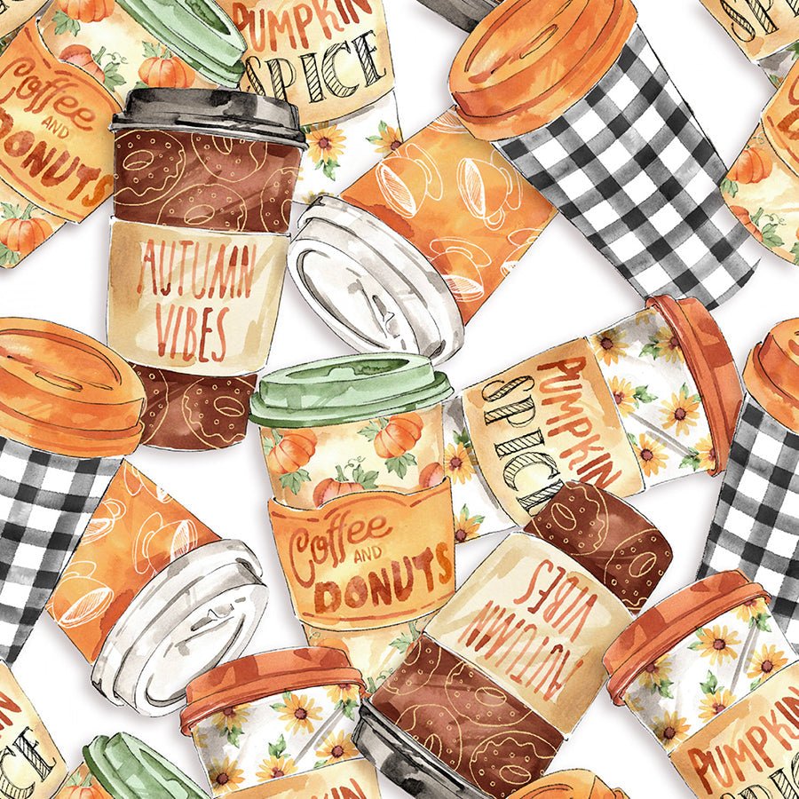 Coffee Break Cups To Go White – Remnant 23" × 44"