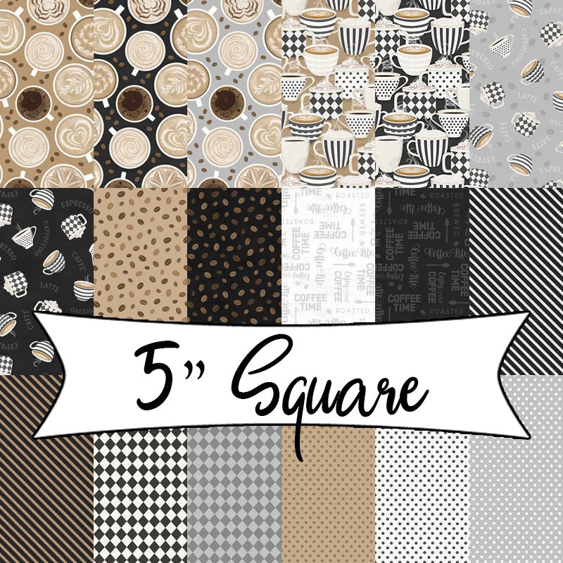 Coffee Life 5 Karat Gems 5" Squares - Wilmington Prints from Fort Worth Fabric Studio
