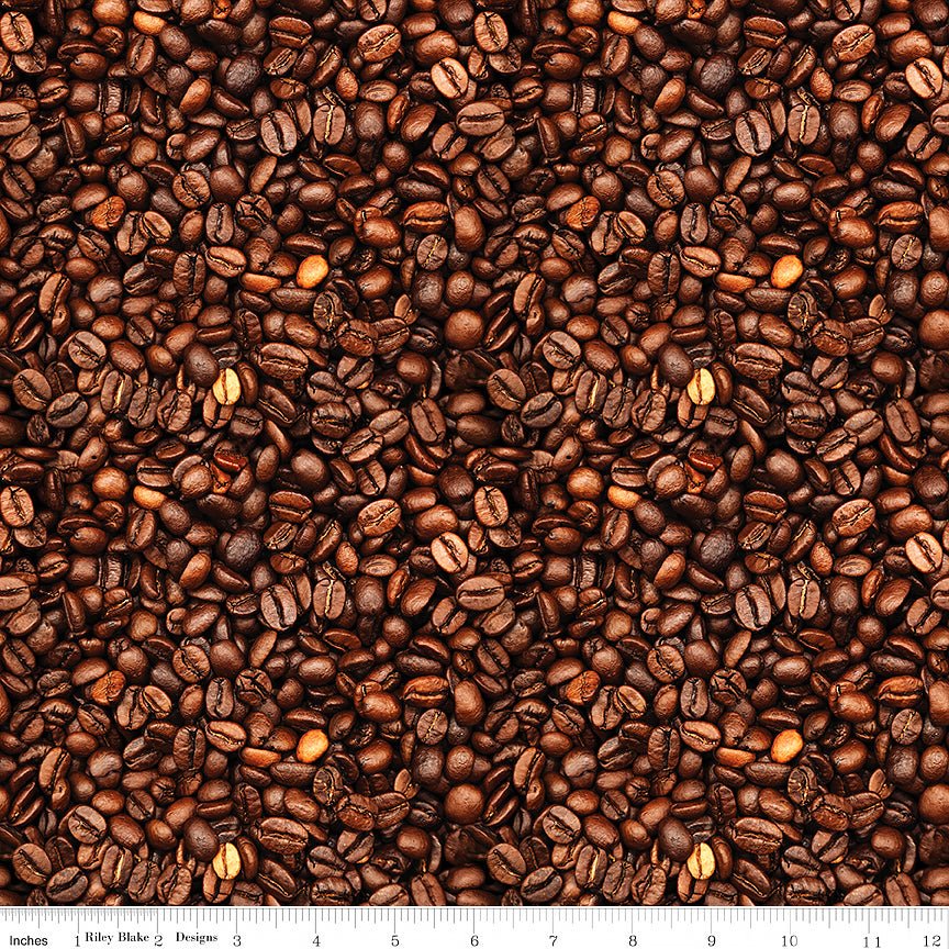Coffee Time Coffee Beans Brown - Riley Blake from Fort Worth Fabric Studio