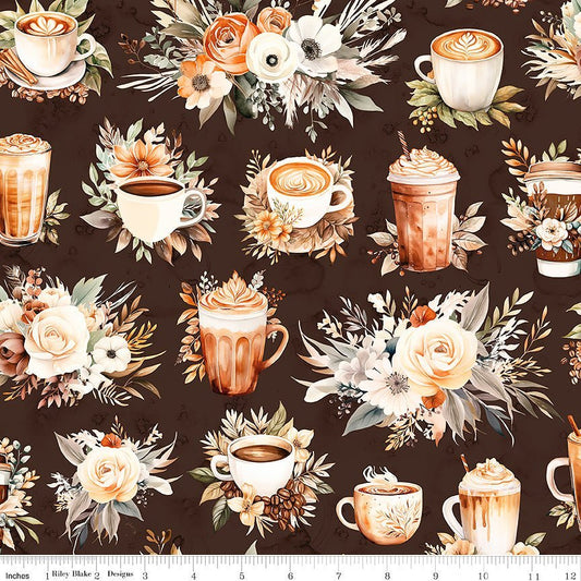 Coffee Time Main Brown – Remnant 35" × 44" - Riley Blake from Fort Worth Fabric Studio