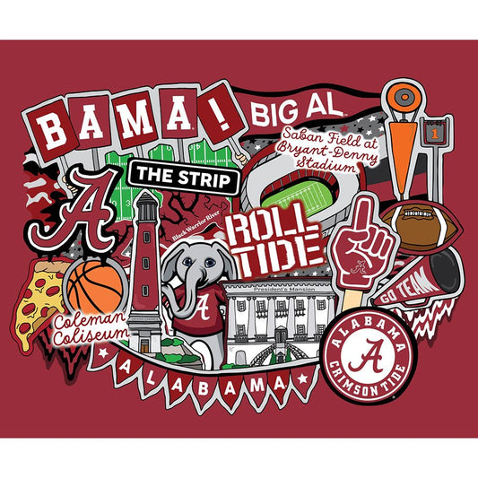 College Fabrics Alabama 36" Doodle Panel - Sykel Enterprises from Fort Worth Fabric Studio