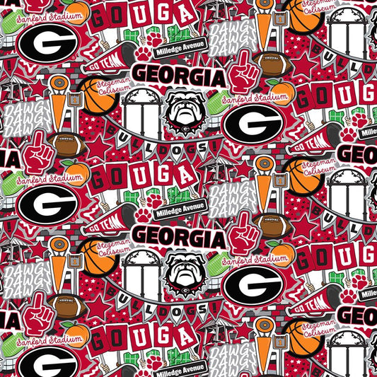 College Fabrics Georgia Doodle Allover - Sykel Enterprises from Fort Worth Fabric Studio
