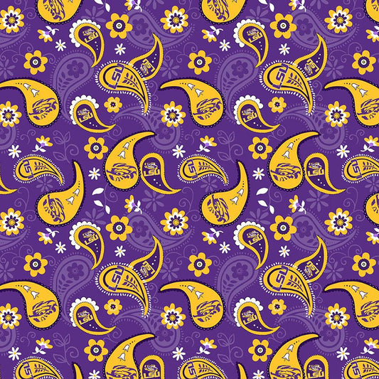 College Fabrics Louisiana State Paisleys - Sykel Enterprises from Fort Worth Fabric Studio