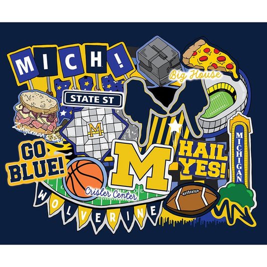 College Fabrics Michigan 36" Doodle Panel - Sykel Enterprises from Fort Worth Fabric Studio