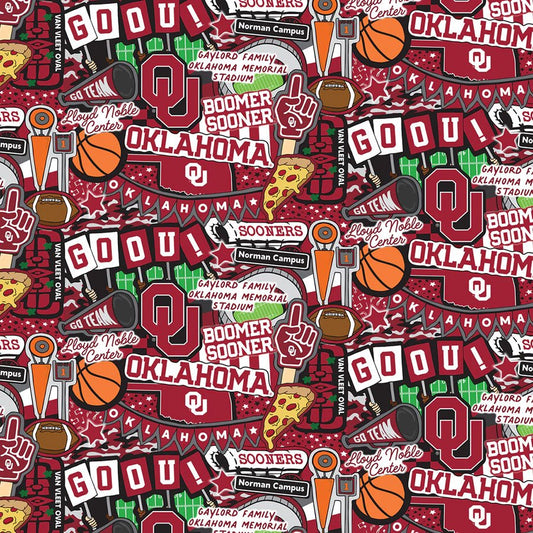 College Fabrics Oklahoma Doodle Allover - Sykel Enterprises from Fort Worth Fabric Studio